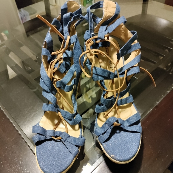 Blue Wedge Sandals - Picture 2 of 5